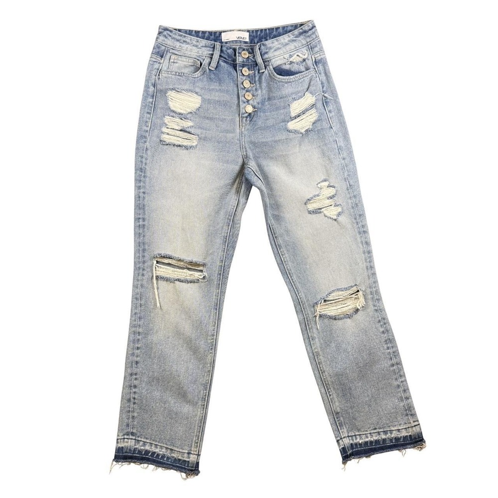 Vervet Los Angeles Jeans. Distressed high-waisted blue denim jeans